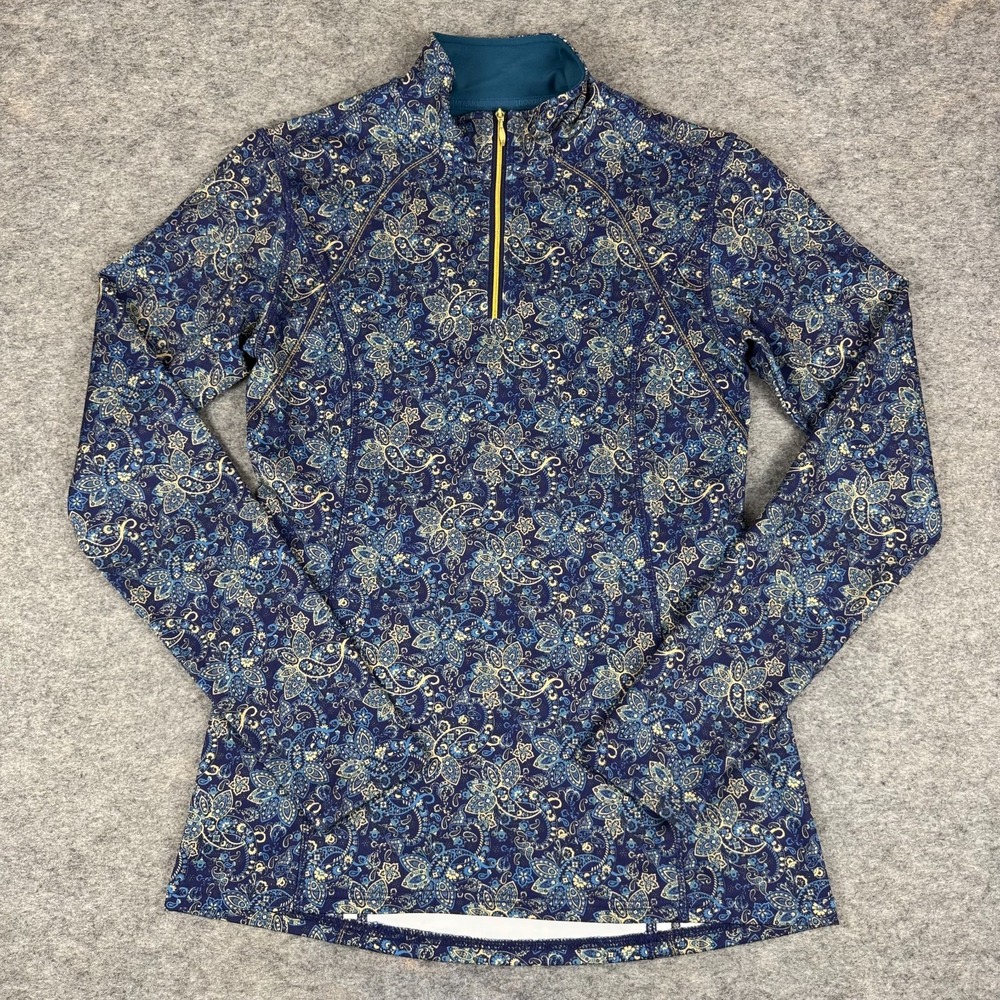 Dover Saddlery 1/4 Zip‎ Shirt Paisley Print Polyester Stretch Womens XS